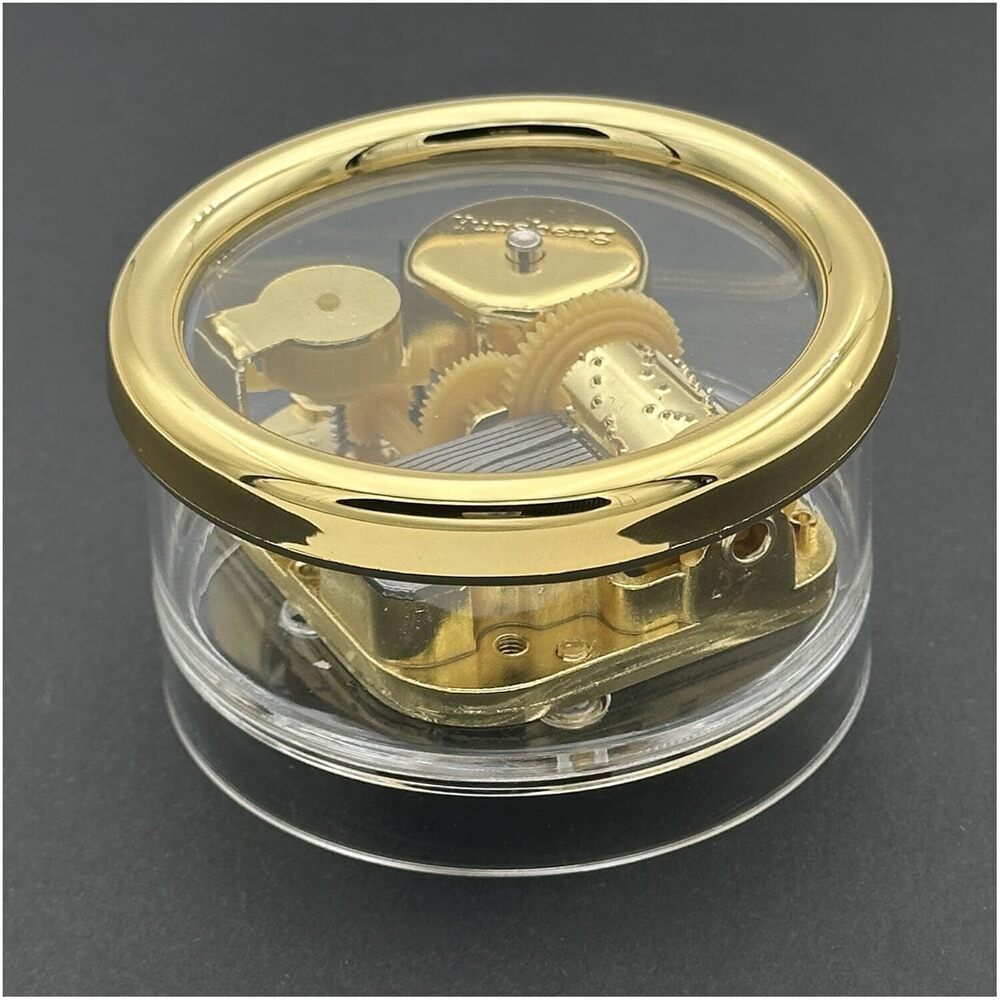 6431 What a Wonderful World Wind Up Music Box, Round Acrylic Gold Musical